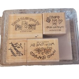 Unused Wood Stampin Up "Hand Stamped " Set of 4